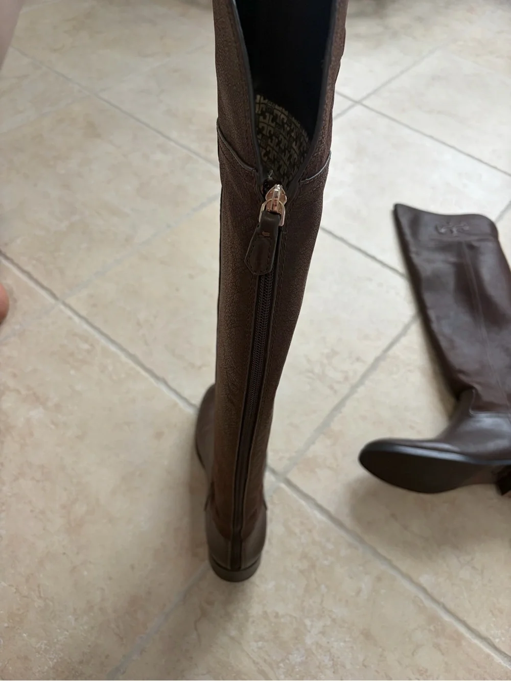 Tory Burch Simone Over-the-Knee 35MM Boot in Chocolate Brown Vegan Leather